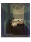 Junge Frau, Beim Schein Einer Lampe Naehend, 1828 Giclee Print by Georg Friedrich Kersting