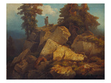 Foxhunting. Early 1850's Giclee Print by Josef Navratil