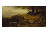 Hill Overlooking the Amper River Valley with a Hiker Resting, about 1865/70 Giclee Print by Carl Spitzweg
