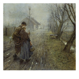 Schwerer Gang (Der Gang Nach Bethlehem), um 1890 Giclee Print by Fritz von Uhde