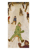 Children Sledging, 1914 Giclee Print by Franz von Stuck