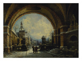 Castle Courtyard in Winter Giclee Print by August Wilhelm Sohn