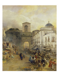 Street in Naples (Porta Capuana), 1875 Reproduction procédé giclée par Oswald Achenbach