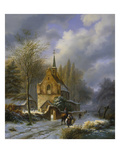 Winterlandschaft an Einer Kirche Giclee Print by Barend Cornelis Koekkoek