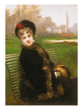 On a Park Bench Giclee Print by Jules-James Rougeron