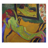 Reclining Nude in Front of Mirror, 1909/10 Giclee Print by Ernst Ludwig Kirchner
