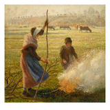 Peasant Woman Burning Branches Gicléedruk van Camille Pissarro