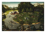 Elector Frederick the Wise Stag-Hunting Lámina giclée por Lucas Cranach the Elder