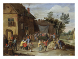 A Wedding Feast in the Courtyard of a Village Inn Giclee Print by Jan van Kessel