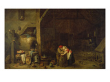 The Old Man and the Maidservant Giclée-Druck von David Teniers