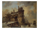 Winter Landscape with an Old City Gate, 1844 Giclee Print by Jan Ruyten