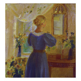 An Interior with a Woman Looking in a Mirror, 1900 Giclee Print by Michael Peter Ancher