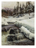 Wintery Landscape with Mountain Stream (Lillehammer), 1916 Giclee Print by Peder Moensted