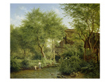 Boys Playing in a Brook, 1871 Giclee Print by Bedrich Havranek