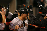 Detroit, MI - Oct 27: Detroit Tigers v SF Giants - Hunter Pence, Gregor Blanco's and Anibal Sanchez Photographic Print by Ezra Shaw