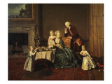 Family Portrait of Lord Willoughby De Broke the 14th During Breakfast Giclee Print by Johann Zoffany