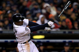 Detroit, MI - October 28: Detroit Tigers v San Francisco Giants - Austin Jackson and Matt Cain Photographic Print by Doug Pensinger