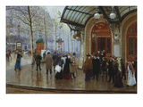 Outside the Theatre Du Vaudeville, Paris Giclee Print by Jean Béraud