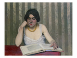 Woman Reading with Yellow Necklace, 1912 Giclée-Druck von Felix Vallotton