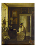 An Interior with a Woman Sewing Giclee Print by Carl Holsoe