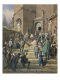 Sunday Mass at the Church of Eisenerz (1869) Giclee Print by Carl Goebel