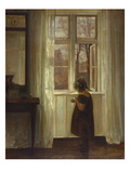 A Girl Standing at a Window Giclee Print by Carl Holsoe