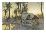 A Bedouin Camp at Gerzereh after Sunset, 1893 Giclee Print by Peder Moensted