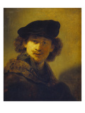 Self Portrait with Velvet Cap and a Cloak with Fur Collar, 1634 Giclee Print by  Rembrandt van Rijn