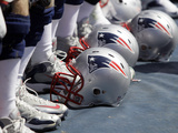 New England Patriots - Sept 9, 2012: Patriots Helmets Fotografie-Druck von Wade Payne