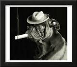 Pug smoking a cigar Prints by EJ Lowe