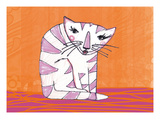Miezekatze Orange Giclee Print by Meike Toepperwien