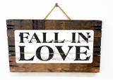 Fall in Love Vintage Wood Sign