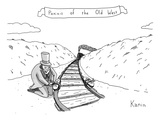 Villainous individual in old-western garb maliciously places sandwiches on… - New Yorker Cartoon Premium Giclee Print by Zachary Kanin