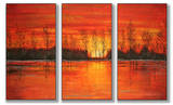 Autumn Sunset Triptych Art Wood Sign