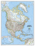 National Geographic - North America Classic Map, Enlarged & Laminated Poster Prints by National Geographic