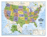 National Geographic - Kids Political USA Education Map (Grades 4-12) Giant Laminated Poster Poster von National Geographic