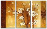 White Floral Crimson Back Triptych Art Wood Sign