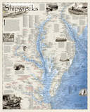 National Geographic - Shipwrecks of the Delmarva Map Laminated Poster Kunstdrucke von National Geographic