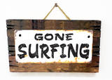 Gone Surfing Rusted Wood Sign