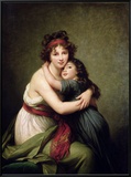 Madame Vigee-Lebrun and Her Daughter, Jeanne-Lucie-Louise (1780-1819) 1789 Framed Canvas Print by Elisabeth Louise Vigee-LeBrun