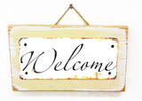 Welcome Rusted Wood Sign