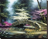 Dogwood & Waterlilies Stretched Canvas Print by Egidio Antonaccio