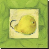 Yellow Pear Stretched Canvas Print by Dona Turner