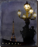 Eiffel at Night Stretched Canvas Print by Karen J. Williams