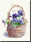 Grapevine Pansy Basket Stretched Canvas Print by Mary Kay Krell