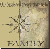 Travels Lead Back to Family Stretched Canvas Print by Karen J. Williams
