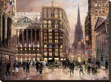 Wall Street 1890 Stretched Canvas Print by Robert Lebron