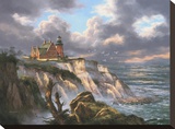 Block Island Lighthouse Stretched Canvas Print by Rudi Reichardt