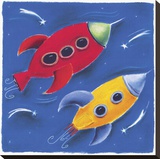 Two Rockets Blast Off Reproduction transférée sur toile par Dona Turner