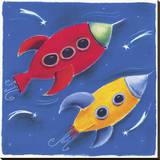 Two Rockets Blast Off Reproduction transférée sur toile par Dona Turner